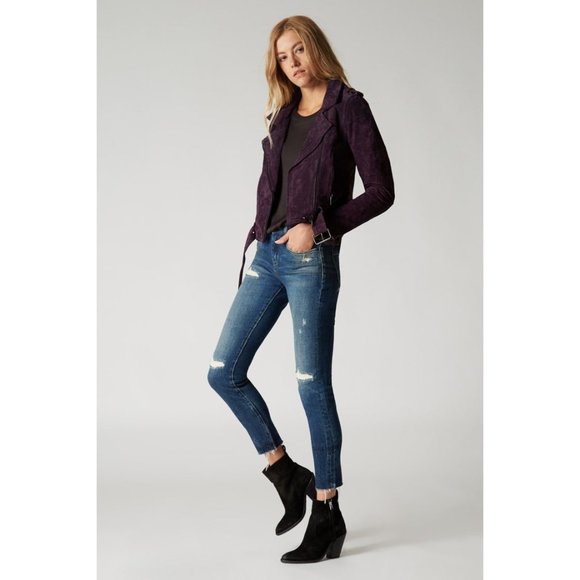 Womens Size Medium BlankNYC Purple Suede Moto Jacket - Picture 1 of 5